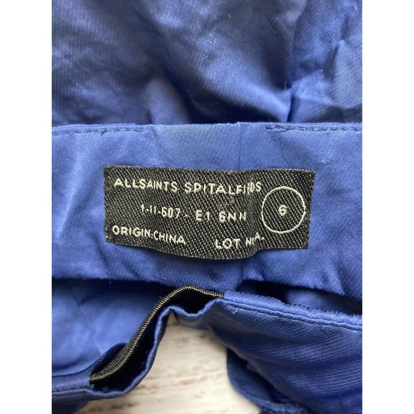 All Saints Spitalfields Womens Sz 6 Blue VNeck Temptress Mini Dress Cutout Satin - Picture 3 of 3